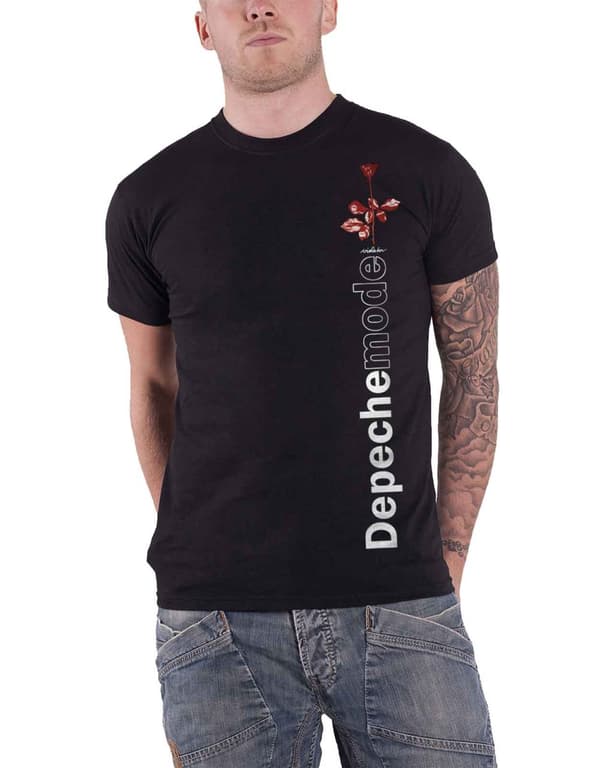 Depeche Mode T Shirt Violator Album Side Rose Band Logo Official Mens Black