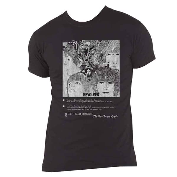The Beatles T Shirt Revolver 8 Track Official Mens Black
