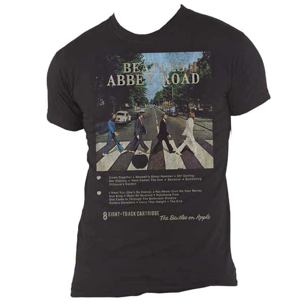 The Beatles T Shirt Abbey Road 8 Track Official Mens Black