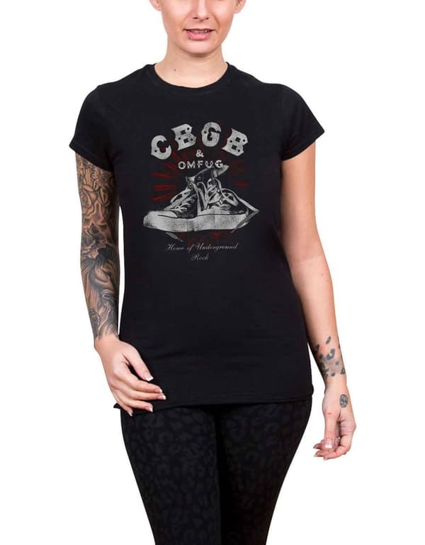 CBGB T Shirt Converse logo Official Womens Skinny Fit Black