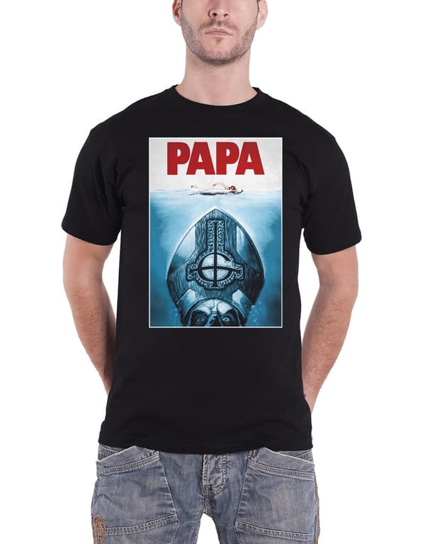 Ghost T Shirt Papa Emeritus Jaws Band Logo Official Mens Black Black XL