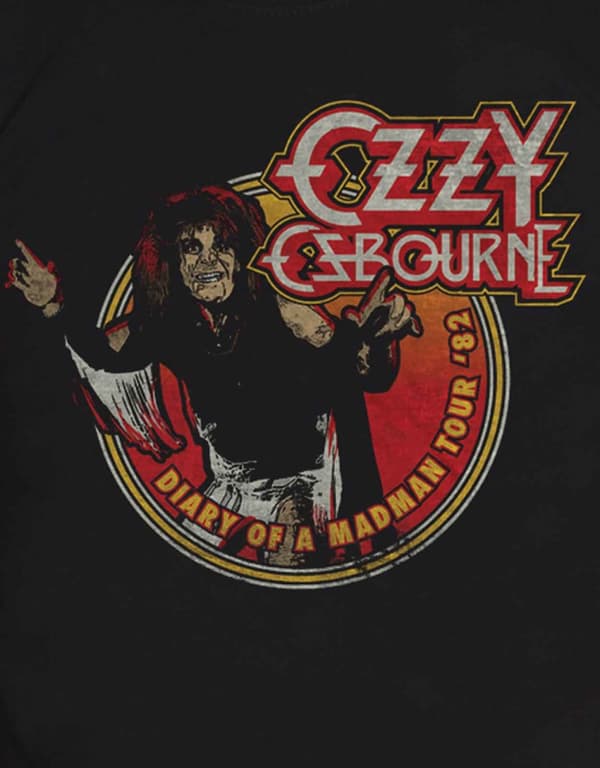 Ozzy Osbourne T Shirt Diary of a Madman Tour 1982 Logo Official Mens Black