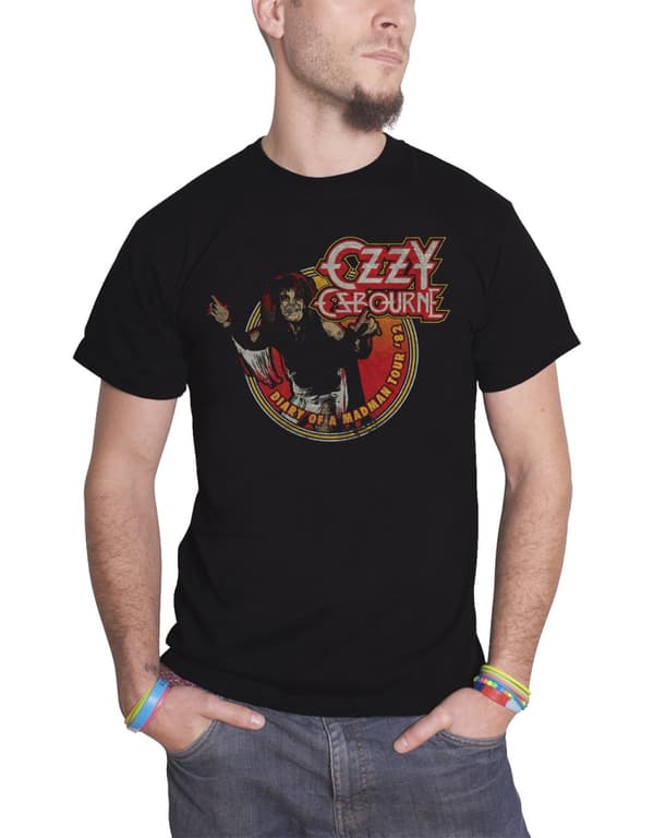 Ozzy Osbourne T Shirt Diary of a Madman Tour 1982 Logo Official Mens Black