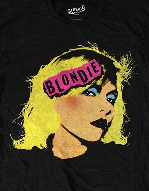 Blondie T Shirt Punk band Logo warhol Official Mens Black