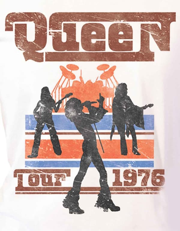 Queen T Shirt 1976 Tour Silhouettes Official Womens Skinny Fit White