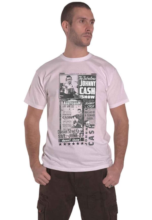 Johnny Cash T Shirt The Fabulous Johnny Cash Show Official Mens White White XL