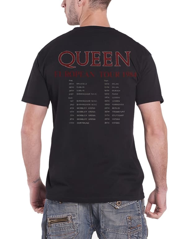 Queen T Shirt European Tour 1984 seal logo Official vintage Mens Black