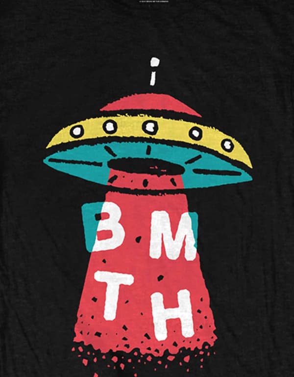 Bring Me The Horizon T Shirt UFO band logo Official Womens Skinny Fit Black