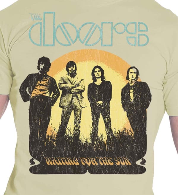 The Doors T Shirt  waiting for the sun 1968 Tour logo Official Mens Sand