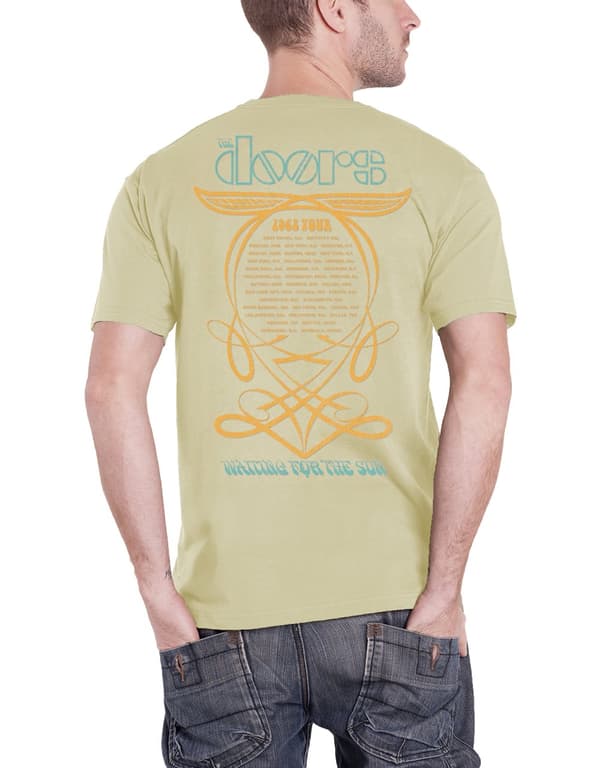 The Doors T Shirt  waiting for the sun 1968 Tour logo Official Mens Sand