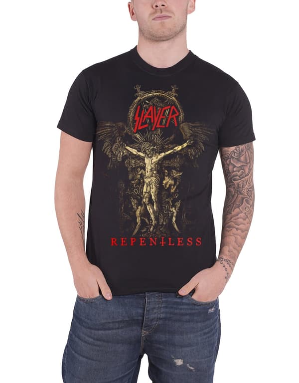 Slayer T Shirt Repentless Cruciform Skeletal Band Logo Official Mens Black Black XL