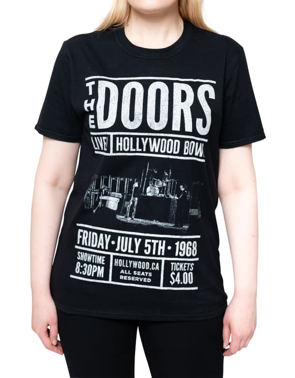 The Doors T Shirt Live Hollywood Bowl flyer band logo Official Unisex Black
