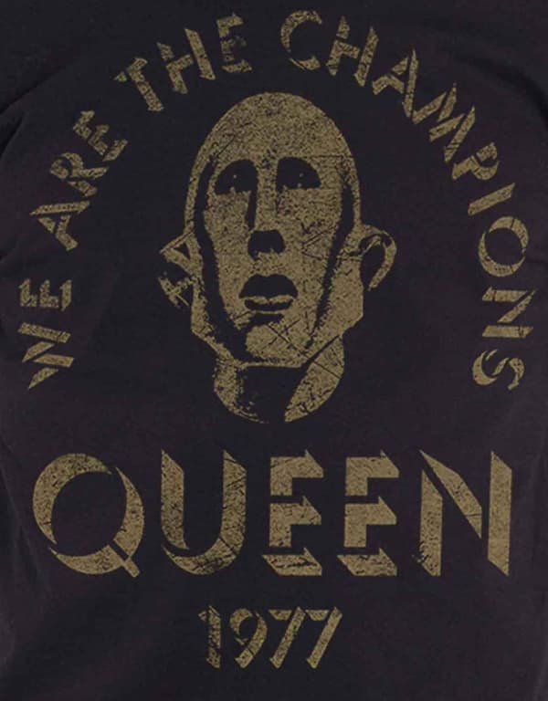 Queen T Shirt We Are The Champions 1977 Band Logo Official Mens Black