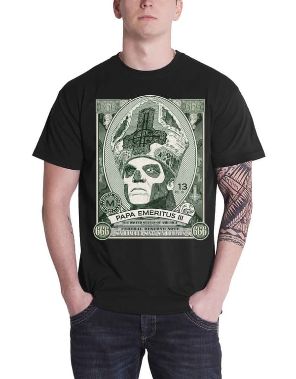 Ghost T Shirt Papa Cash Dollar portrait logo Official Mens Black Black XXL