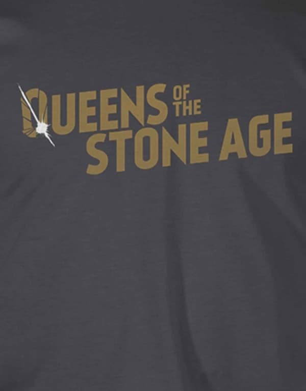 Queens Of The Stone Age T Shirt Text band Logo Official Mens Charcoal