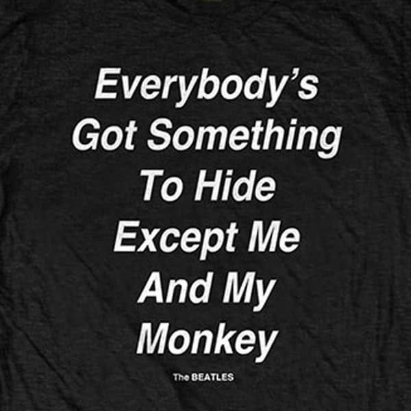 The Beatles T Shirt Me And My Monkey text band logo Official Mens Black