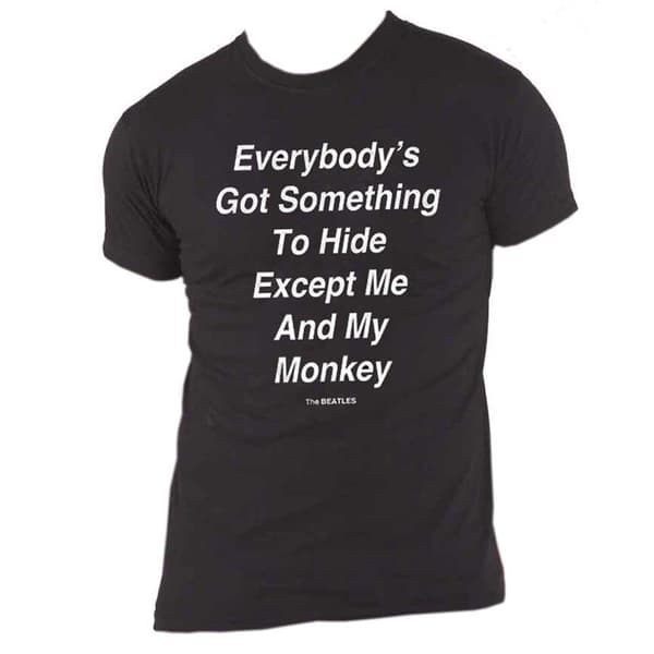 The Beatles T Shirt Me And My Monkey text band logo Official Mens Black
