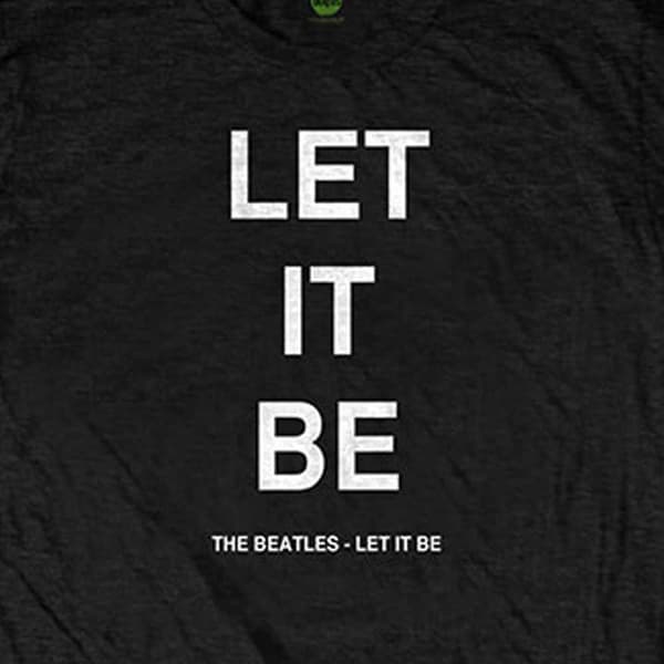 The Beatles T Shirt Let It Be text band logo Official Mens Black