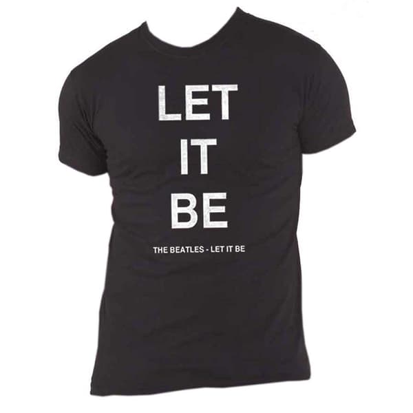 The Beatles T Shirt Let It Be text band logo Official Mens Black