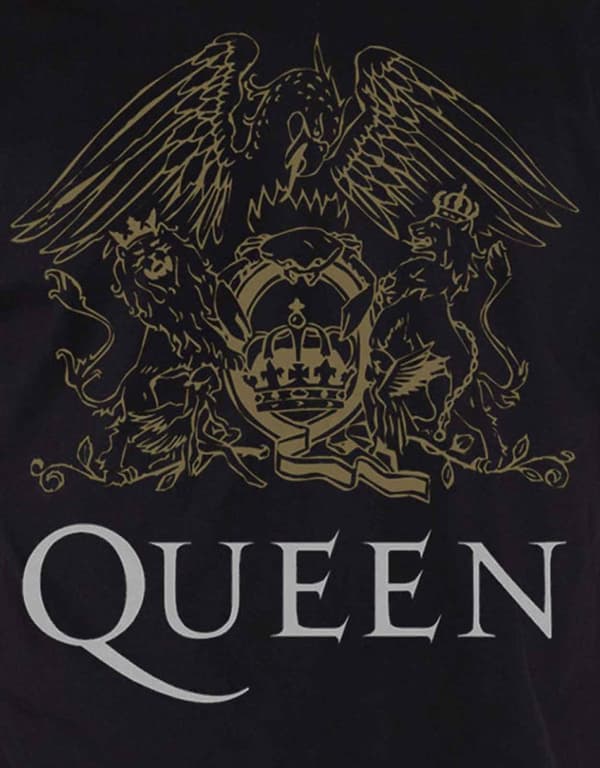 Queen T Shirt classic Crest band logo gold Official Mens Black