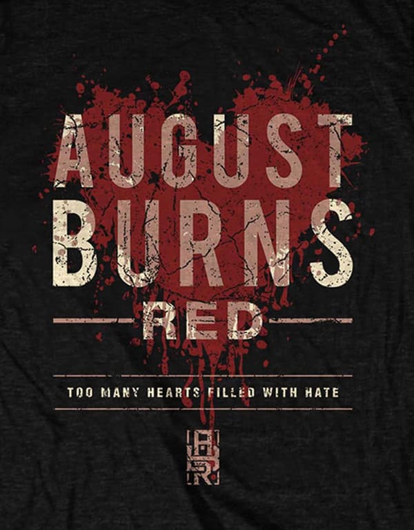 August Burns Red T Shirt Hearts Filled band logo Official Mens Black