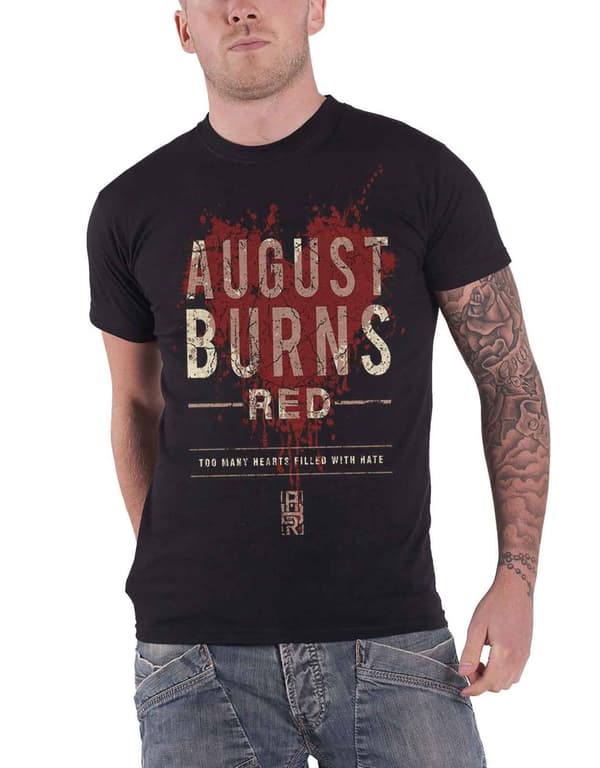 August Burns Red T Shirt Hearts Filled band logo Official Mens Black Black XXL