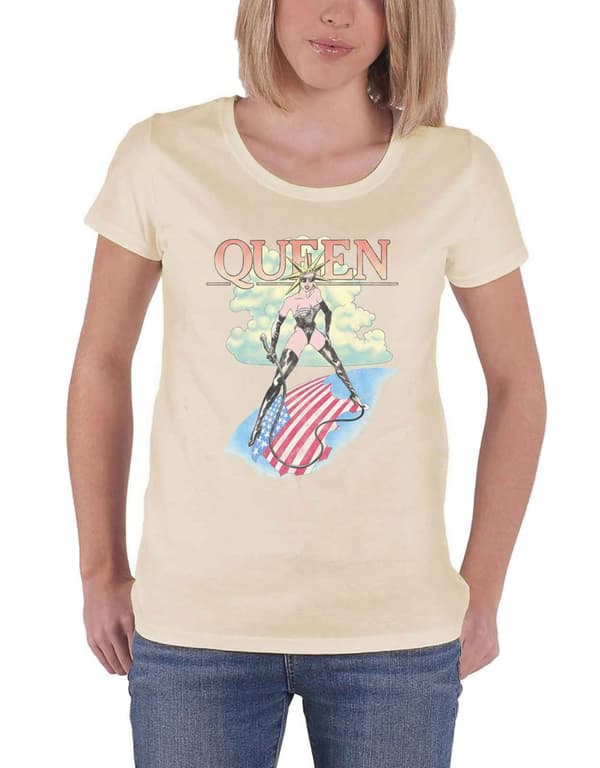 Queen T Shirt Mistress band logo Official Womens Skinny Fit Sand Brown XL