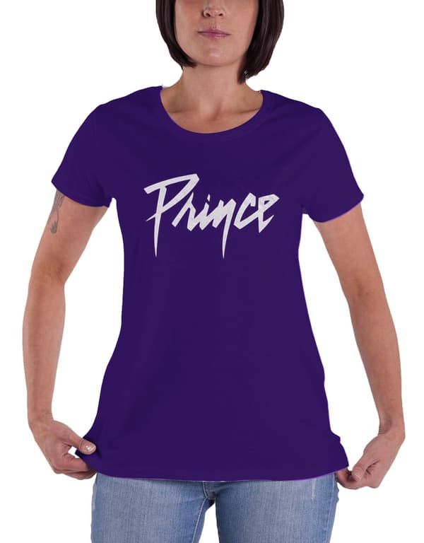 Prince T Shirt Logo Official Womens Skinny Fit Purple Purple S