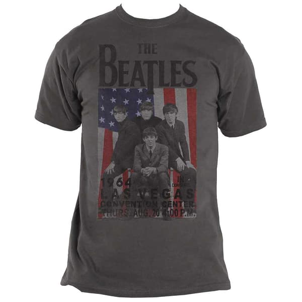 The Beatles T Shirt In concert Las Vegas 1964 flyer Official Mens Grey