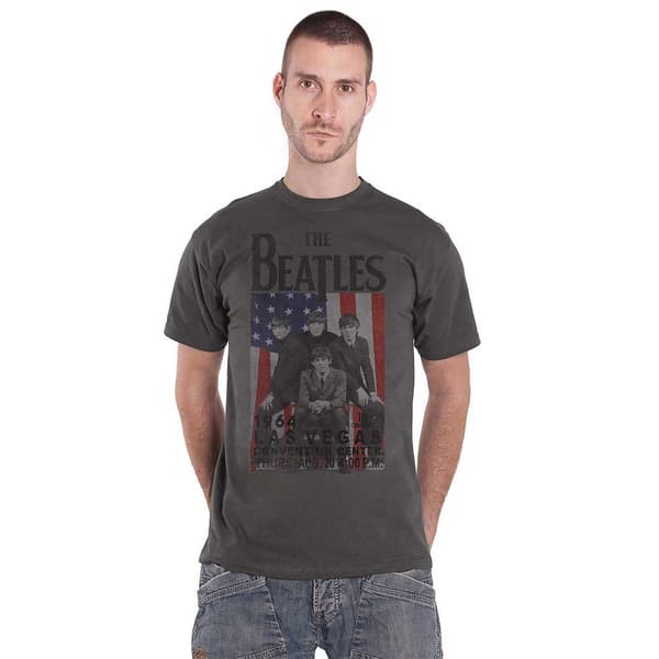 The Beatles T Shirt In concert Las Vegas 1964 flyer Official Mens Grey
