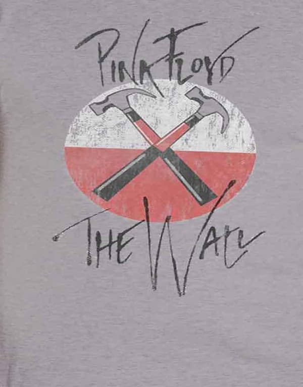 Pink Floyd T Shirt The Wall Faded Hammers Band Logo Official Mens Grey