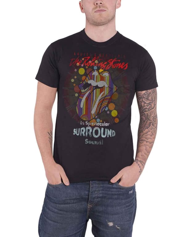 The Rolling Stones T Shirt Trippy Licks band logo Official Mens Black M