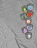 Miniatyrbild 3 av 4: Official BT21 T Shirt BTS Hero Badges K-Pop Koya Rj Shooky Official Unisex Grey