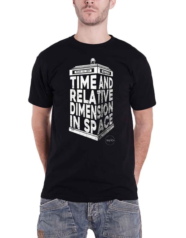 Doctor Who T Shirt 3D Tardis Logo Official Mens Black