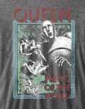 Miniatyrbild 3 av 4: Queen T Shirt News Of the World Band Logo Official Mens Charcoal Grey Burnout