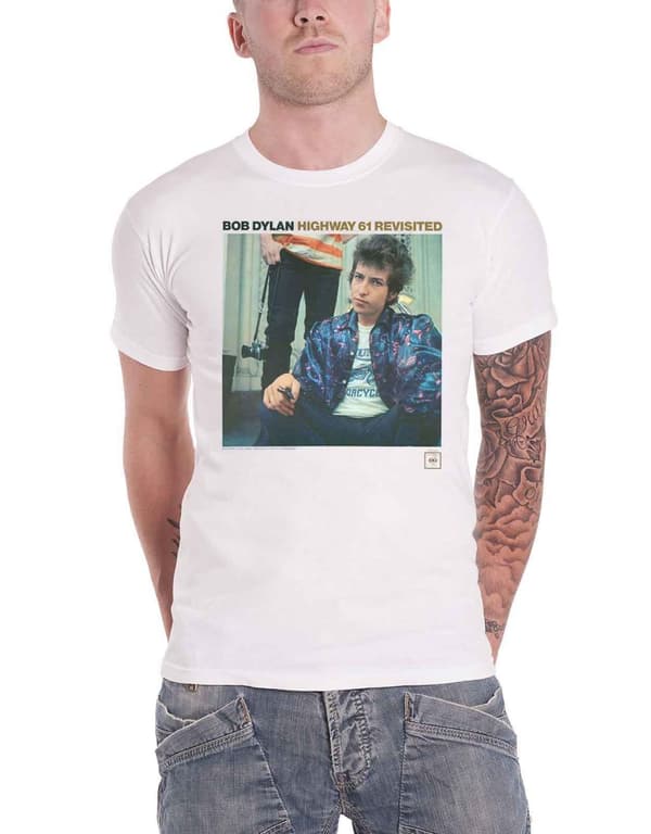 Bob Dylan T Shirt Highway 61 Revisited Cover Official Mens White