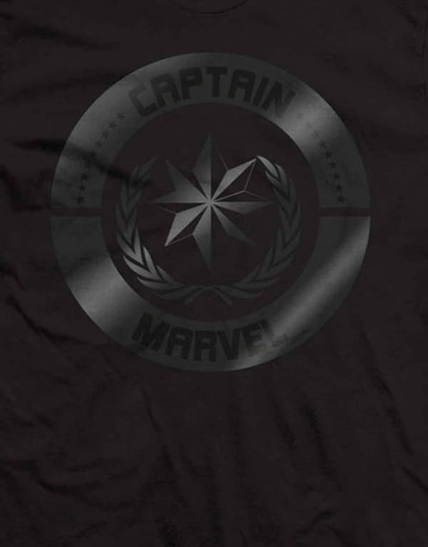 Captain Marvel T Shirt Silver Crest Logo Official Marvel Comics Mens Black