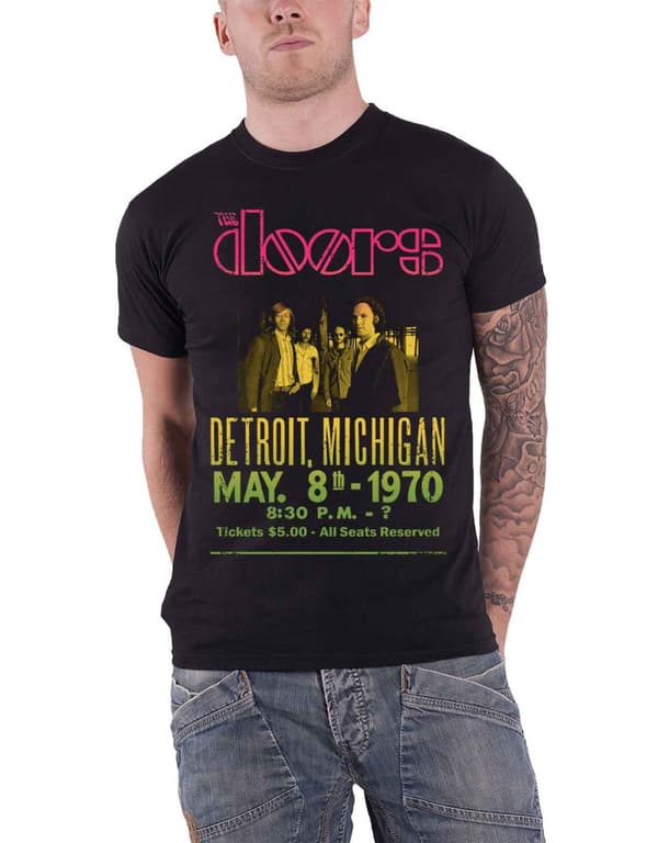 The Doors T Shirt Gradient Show Poster band logo Official Mens Black