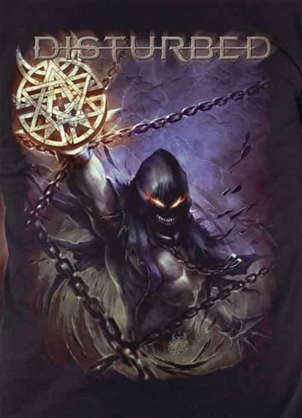 Disturbed T Shirt Vortex Colours band logo Official Mens Black