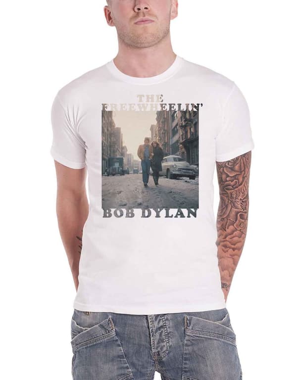 Bob Dylan T Shirt The Freewheelin Album cover Official Mens White