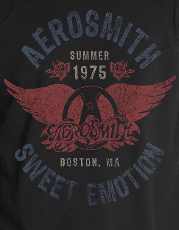 Aerosmith T Shirt Sweet Emotion distressed print Official Mens Black