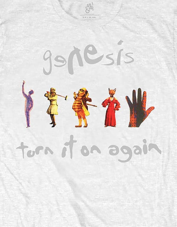 Genesis T Shirt Turn It On Again band logo Official Mens White
