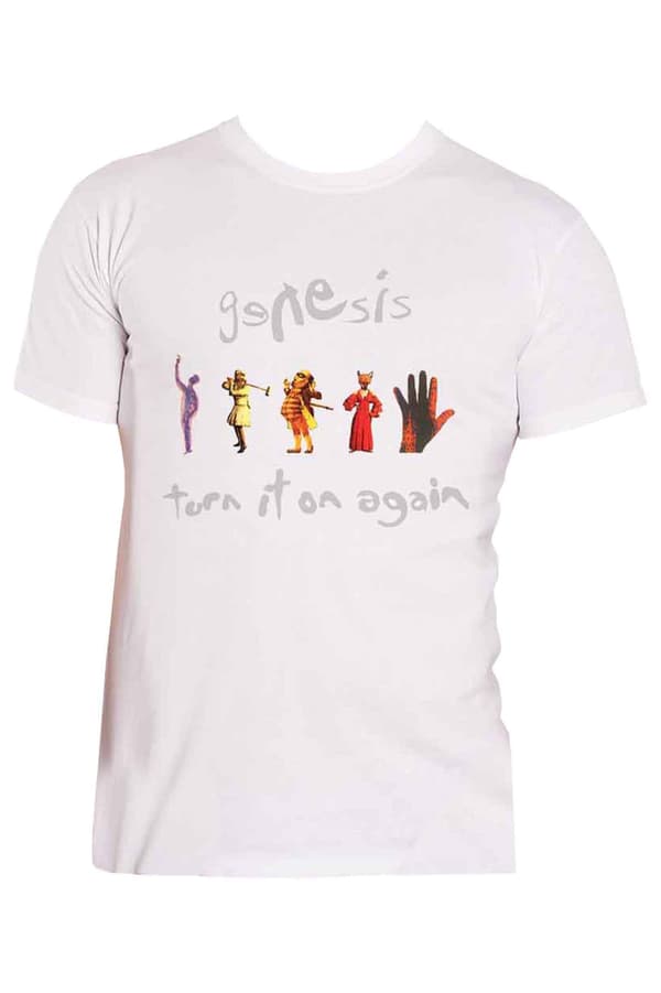 Genesis T Shirt Turn It On Again band logo Official Mens White