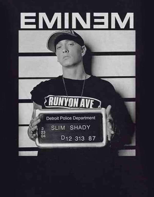 Eminem T Shirt Arrest logo slim shady Official Womens Skinny Fit Black