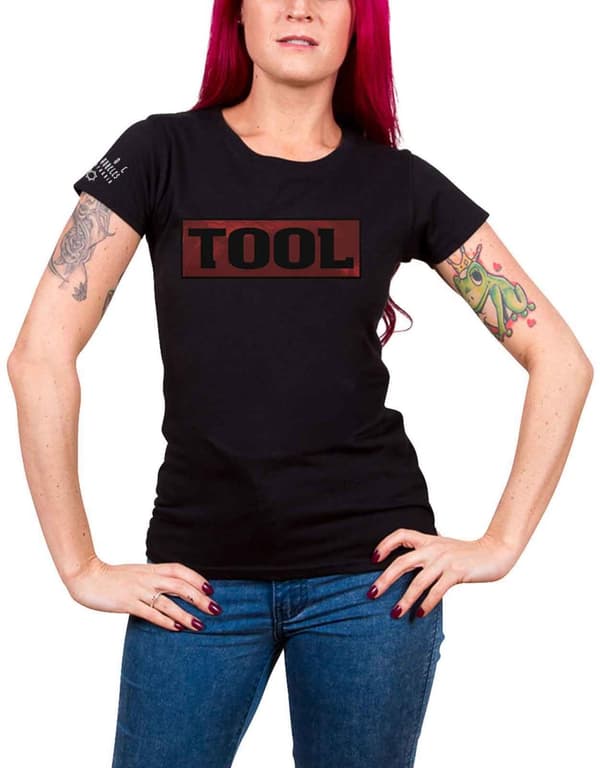 Tool T Shirt Shaded Box Band Logo Official Womens Skinny Fit Black