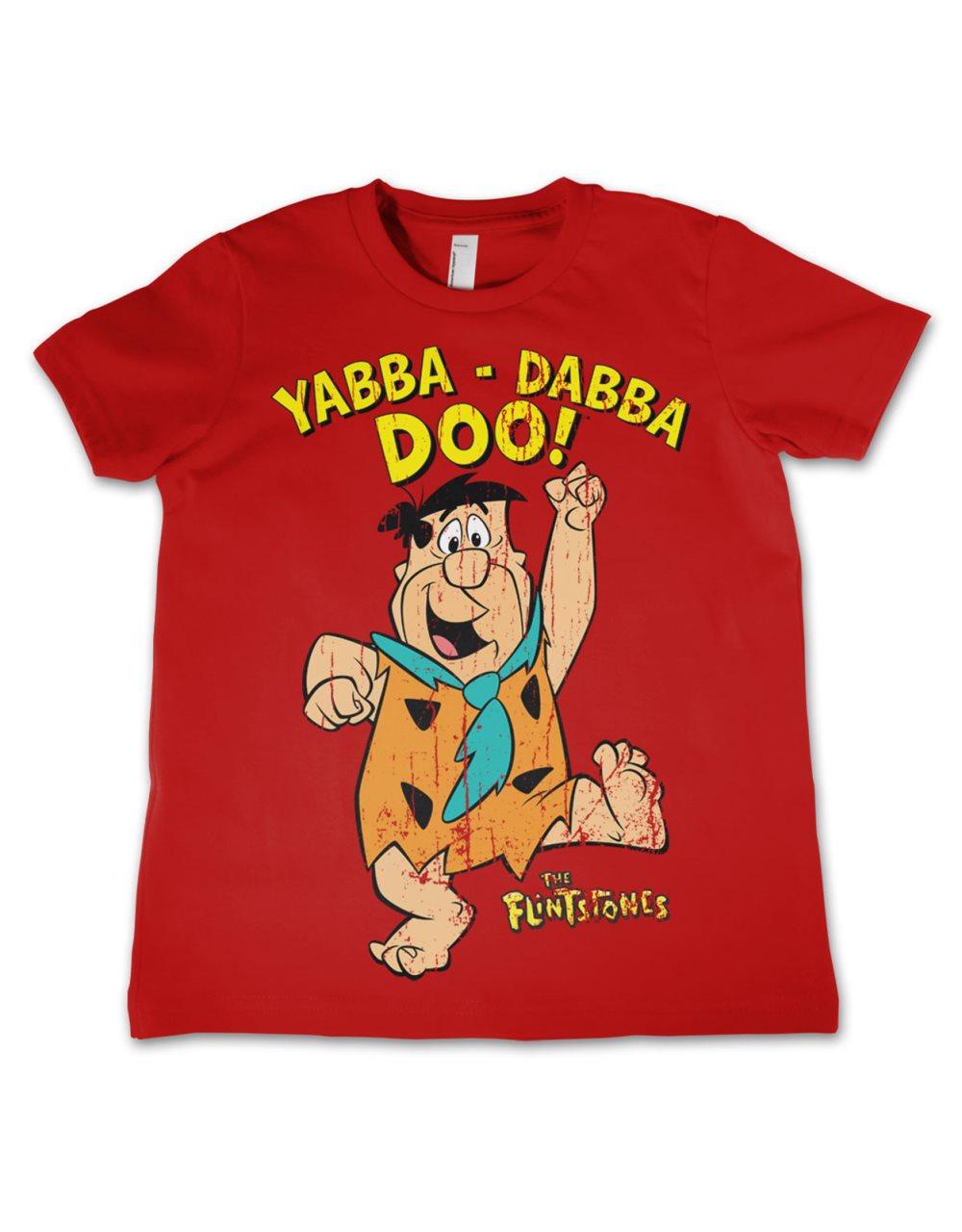 The Flintstones T Shirt Yabba Dabba Doo Fred Logo Official Kids Red 3-12yrs