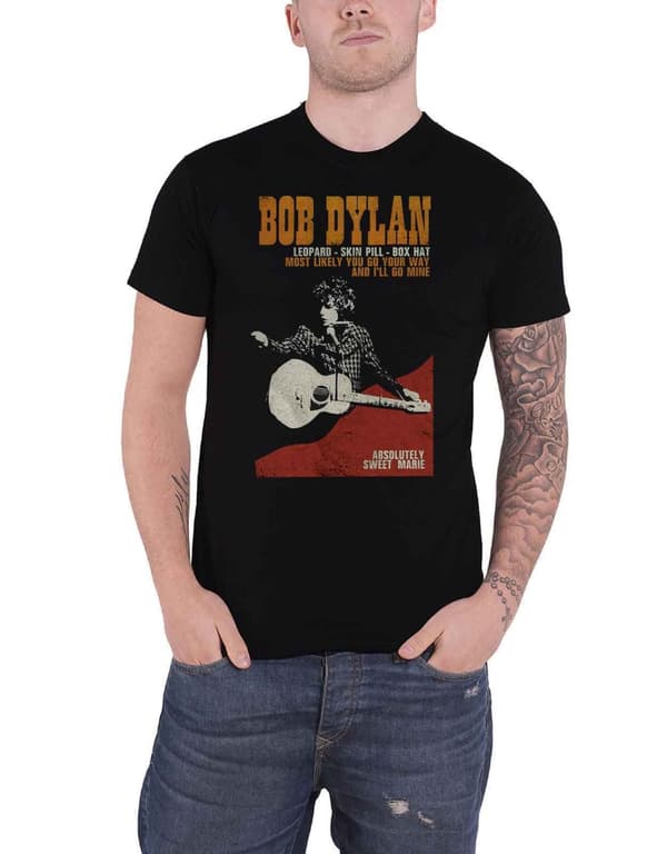 Bob Dylan T Shirt Absolutely Sweet Marie Official Mens Black Black L
