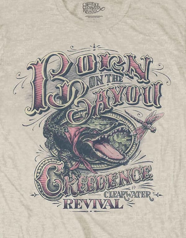 Creedence Clearwater Revival T Shirt Born On The Bayou Official Mens Sand
