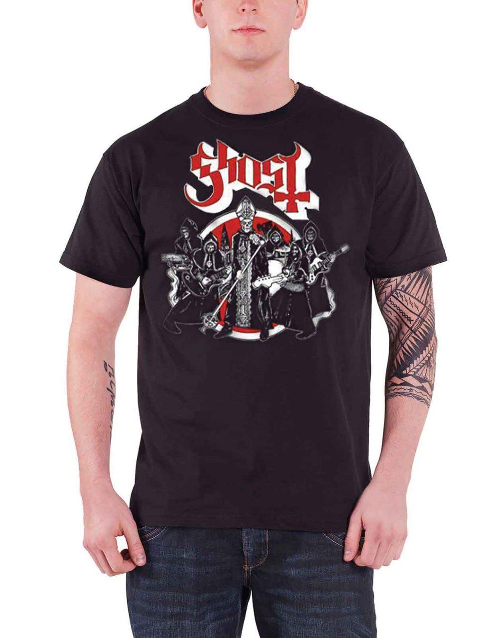 Ghost T Shirt Road to Rome Papa Opus Band Shot Logo Official Mens Black