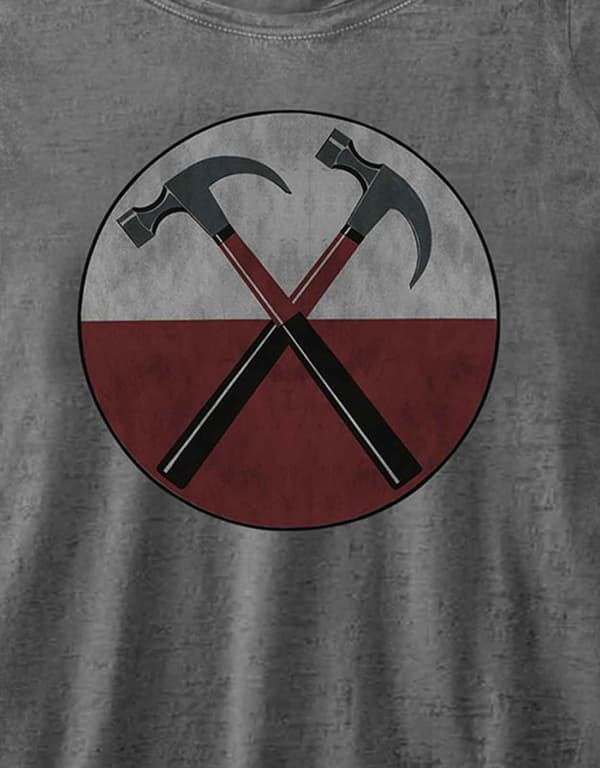 Pink Floyd T Shirt The Wall Hammers Band Logo Official Womens Charcoal Burnout